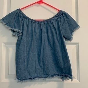 Planet Gold small denim off shoulders crop top